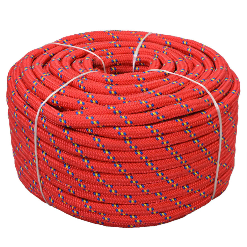 (red) Marine Rope Dock Coil Boat Line Polypropylene Rope Multi Sizes Multi Colours