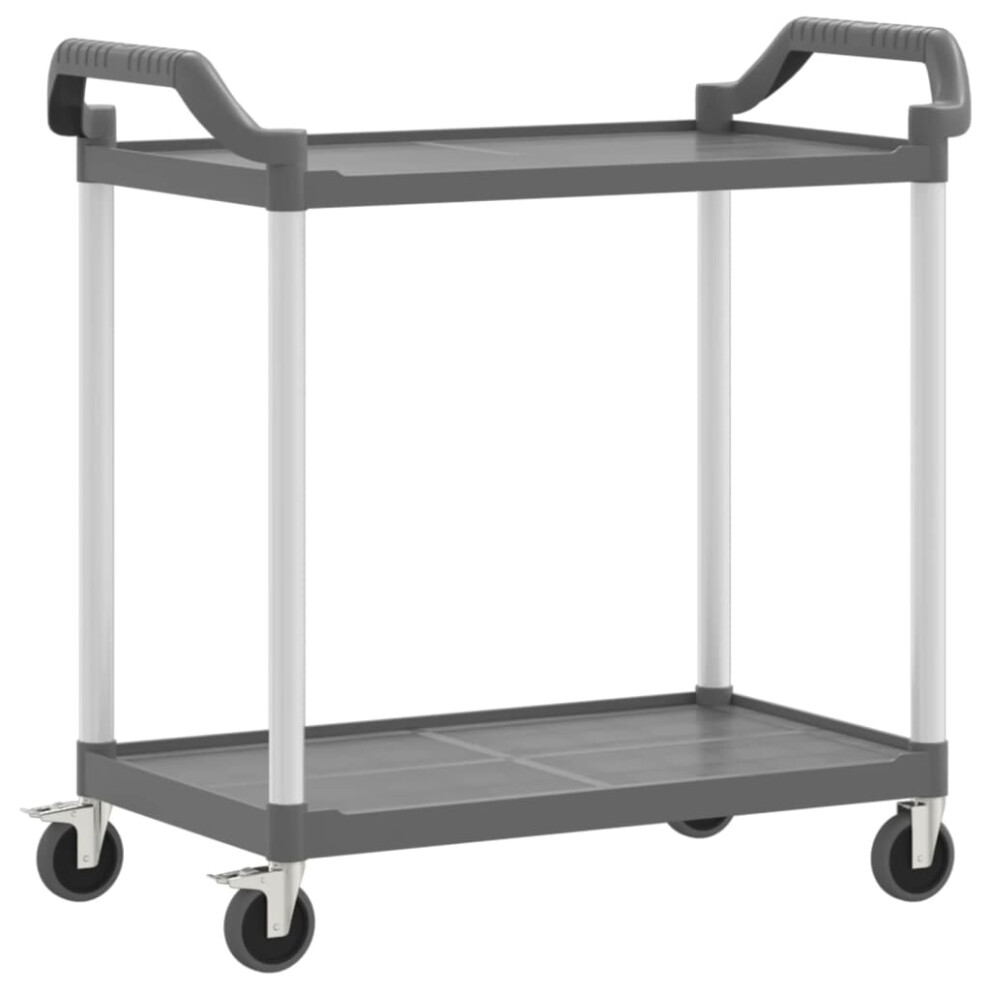 (grey, 99 x 50 x 97 cm) vidaXL 2-Tier Trolley Serving Cart Kitchen Storage Serving Trolley Aluminium