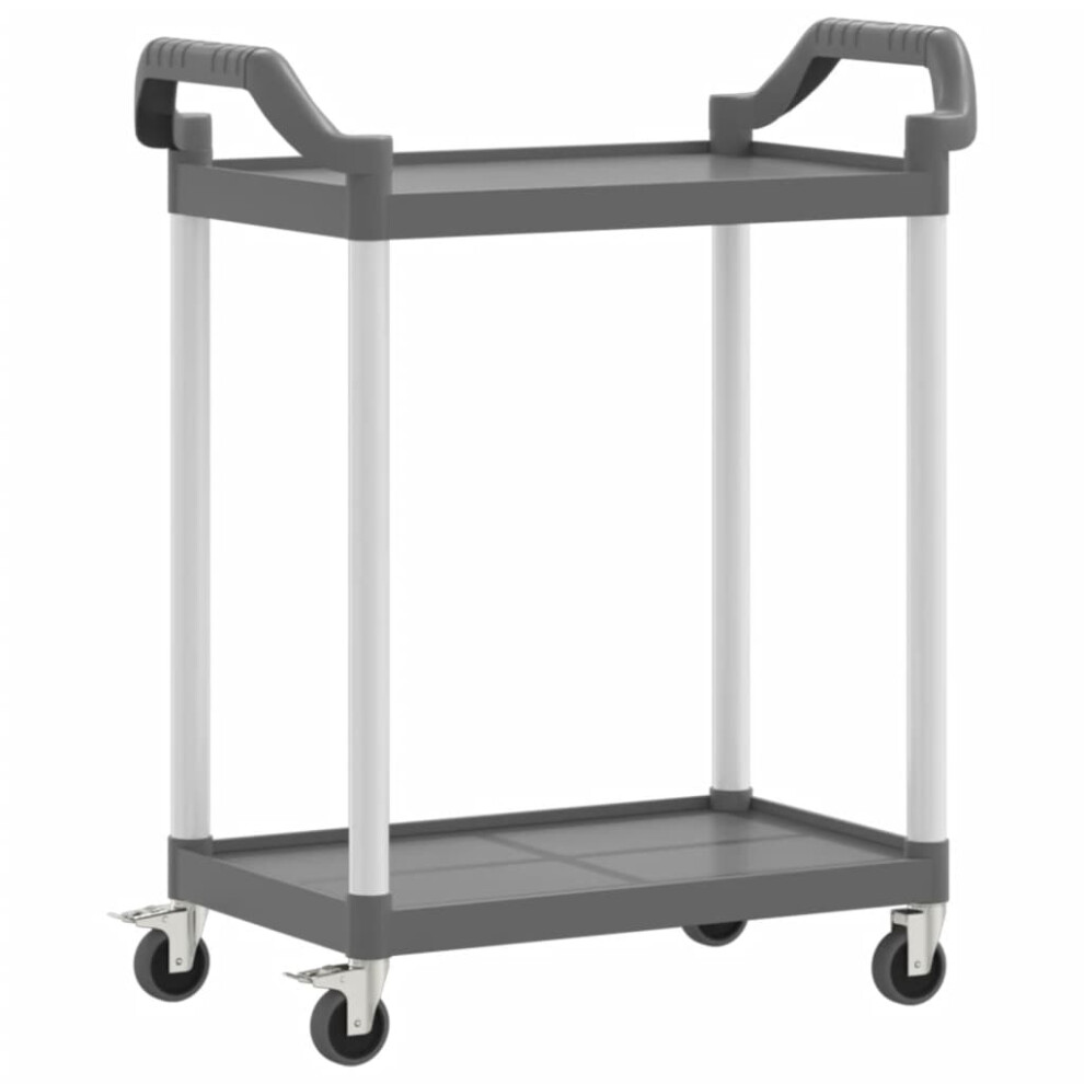 (grey, 81 x 41 x 92 cm) vidaXL 2-Tier Trolley Serving Cart Kitchen Storage Serving Trolley Aluminium