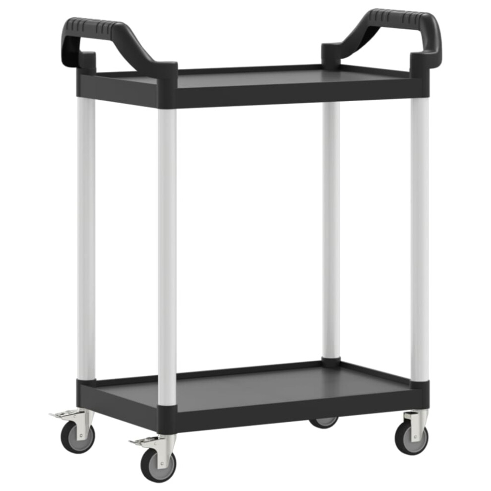 (black, 81 x 41 x 92 cm) vidaXL 2-Tier Trolley Serving Cart Kitchen Storage Serving Trolley Aluminium