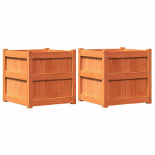 (brown pine, 2 pcs) vidaXL Garden Planters Outdoor Flower Pot 2 pcs Wax Brown Solid Wood Pine