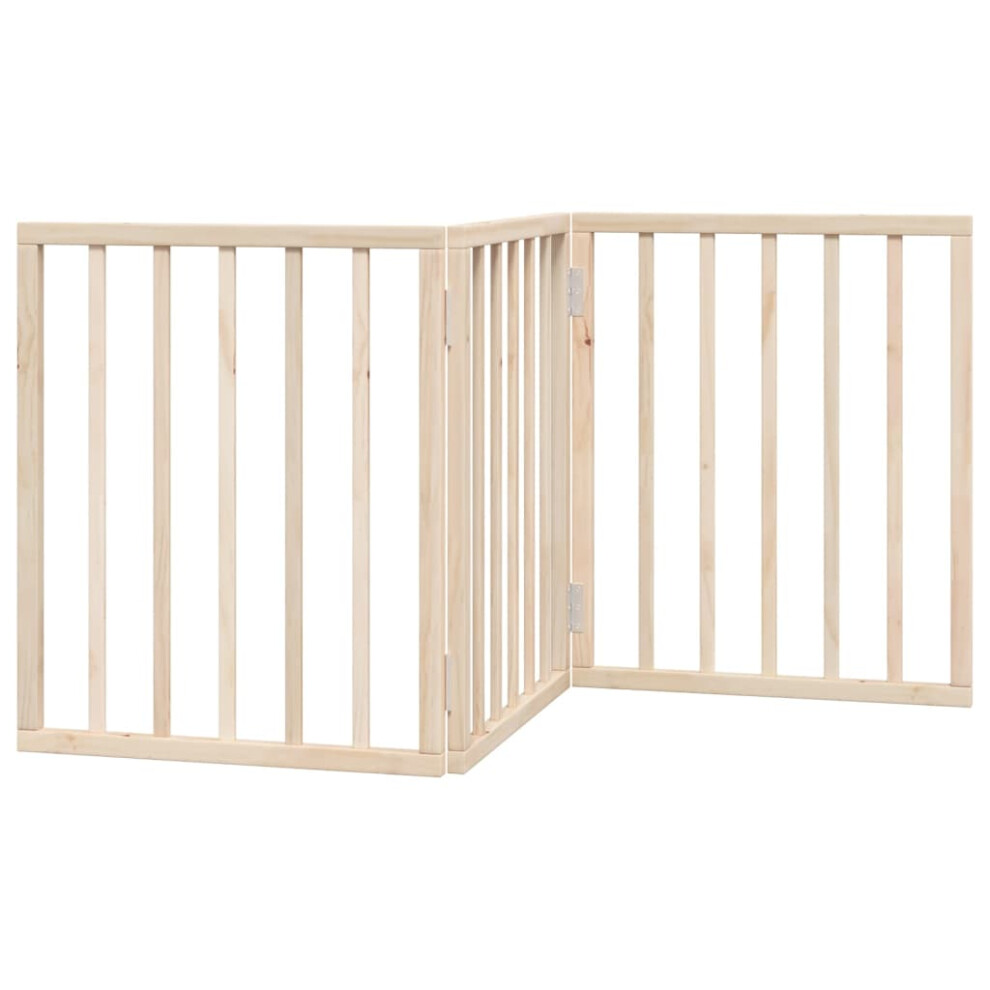 Vidaxl (Natural, 50 X 60 X 2 Cm/ 3 Pcs) Dog Gate With Door Foldable Dog Fence Pet Gate Pet Barrier Poplar Wood