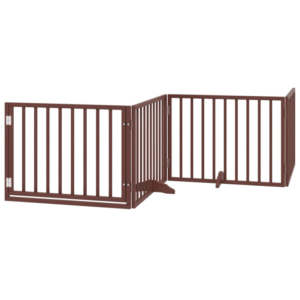 (brown, 80 x 60 x 2 cm/ 4 pcs) vidaXL Dog Gate with Door Foldable Dog Fence Pet Gate Pet Barrier Poplar Wood