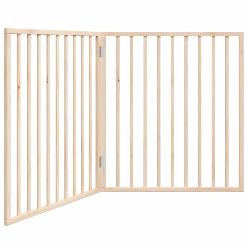 Vidaxl (Natural, 80 X 90 X 2 Cm/ 2 Pcs) Dog Gate With Door Foldable Dog Fence Pet Gate Pet Barrier Poplar Wood