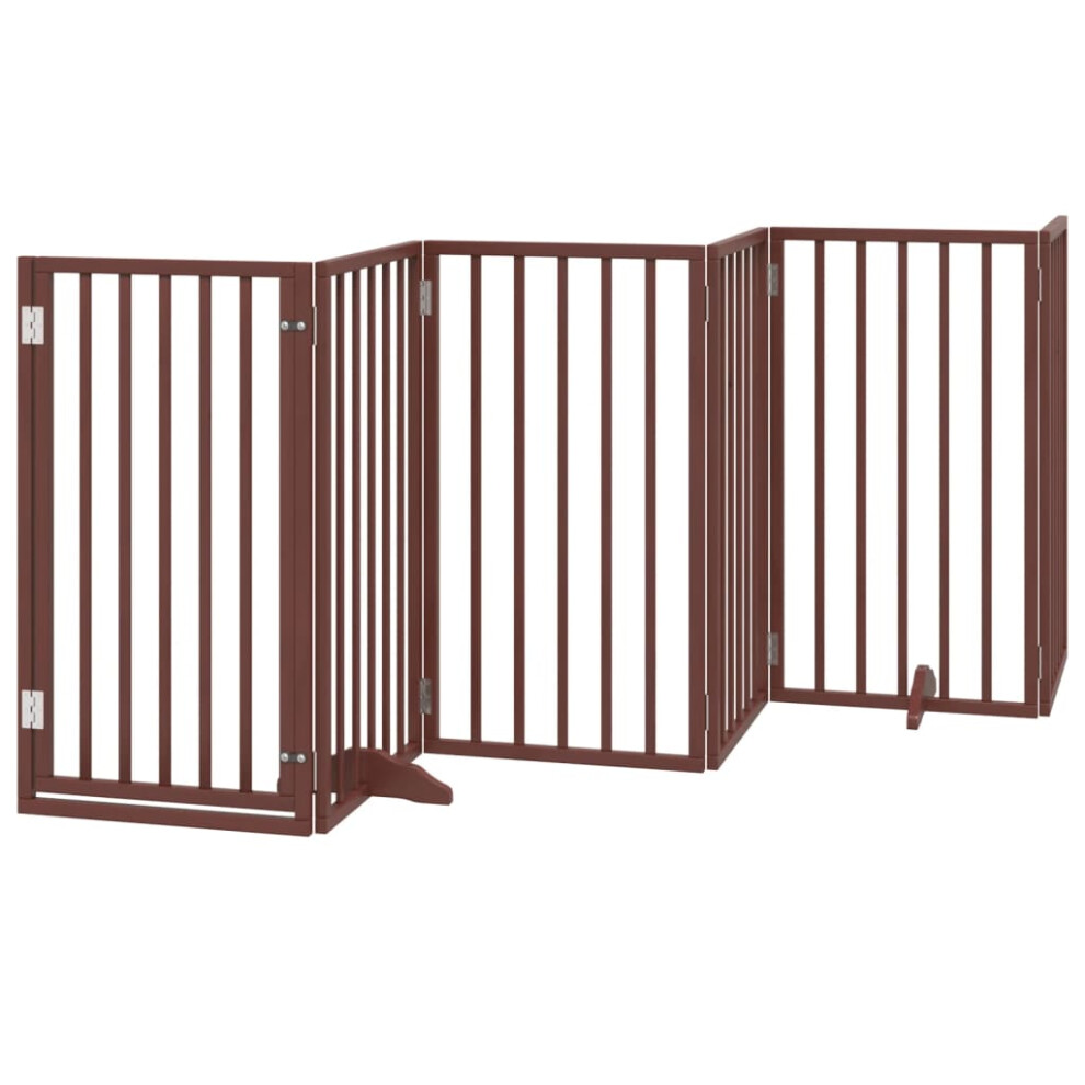 (brown, 50 x 90 x 2 cm/ 6 pcs) vidaXL Dog Gate with Door Foldable Dog Fence Pet Gate Pet Barrier Poplar Wood