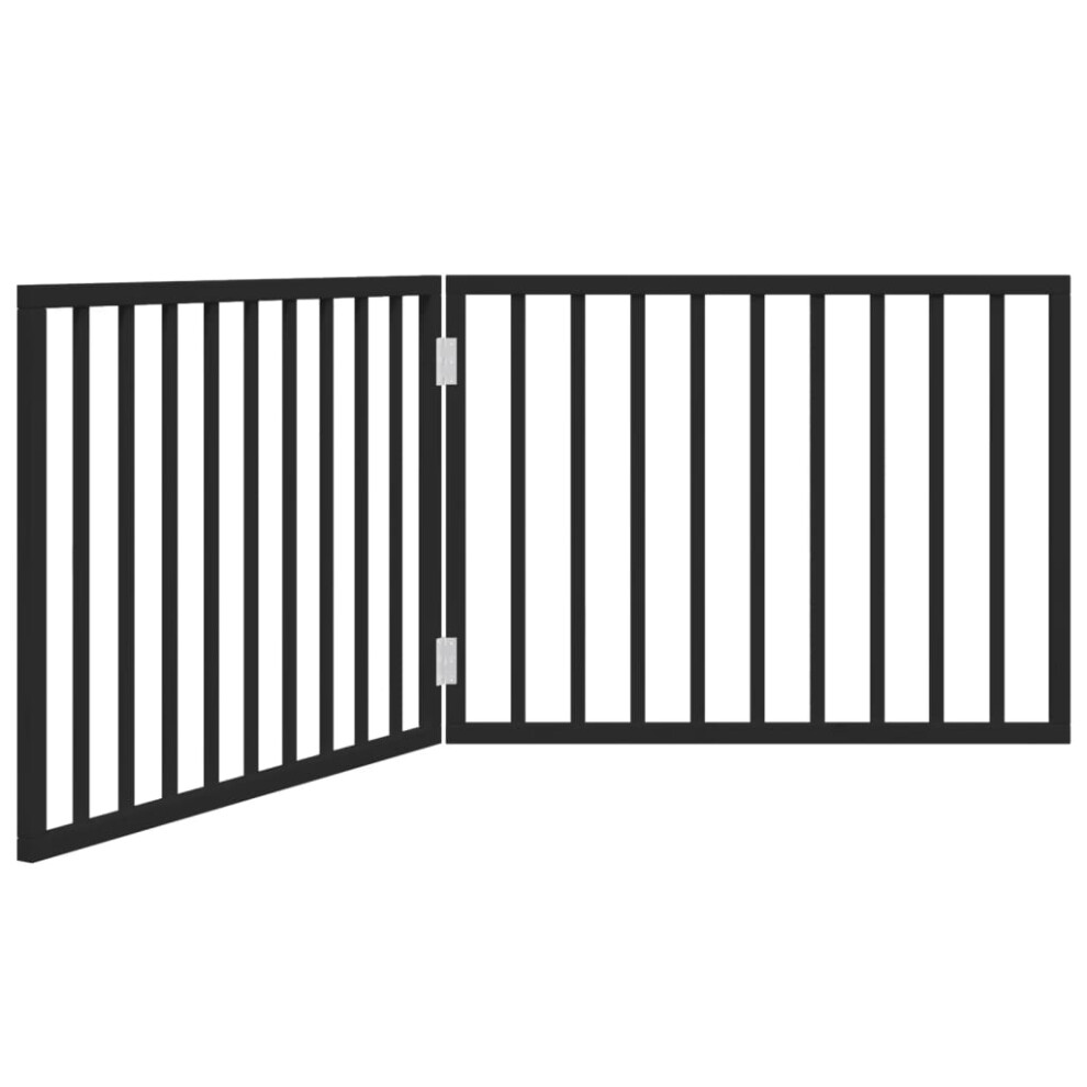 Vidaxl (Black, 80 X 60 X 2 Cm/ 2 Pcs) Dog Gate With Door Foldable Dog Fence Pet Gate Pet Barrier Poplar Wood