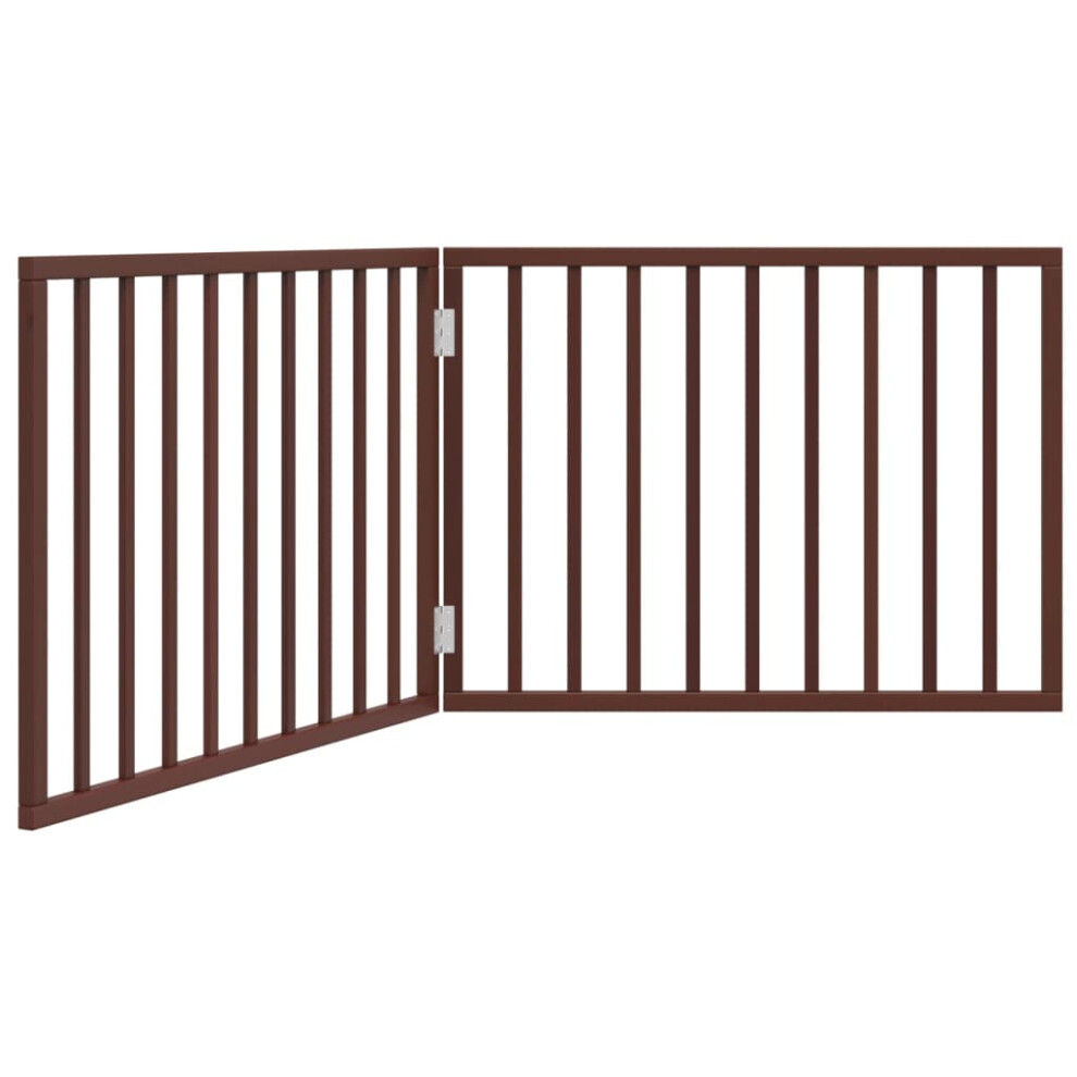 Vidaxl (Brown, 80 X 60 X 2 Cm/ 2 Pcs) Dog Gate With Door Foldable Dog Fence Pet Gate Pet Barrier Poplar Wood