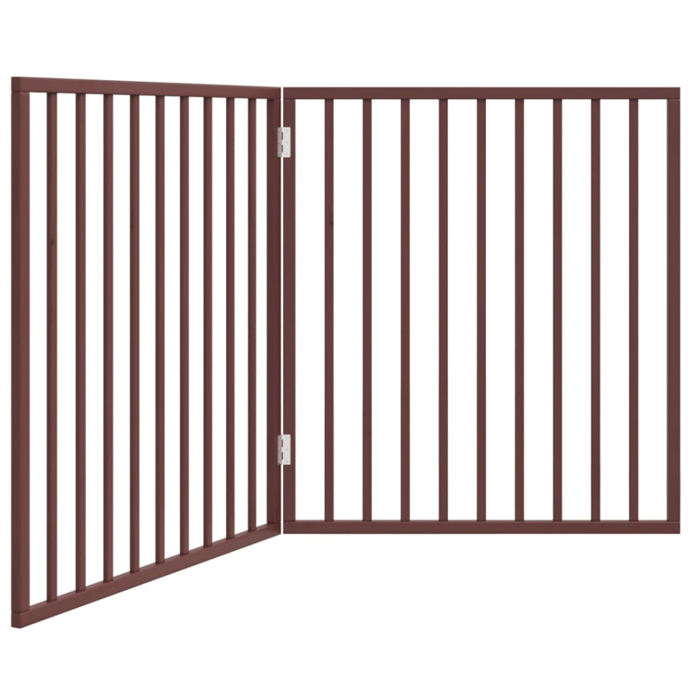 Vidaxl (Brown, 80 X 90 X 2 Cm/ 2 Pcs) Dog Gate With Door Foldable Dog Fence Pet Gate Pet Barrier Poplar Wood