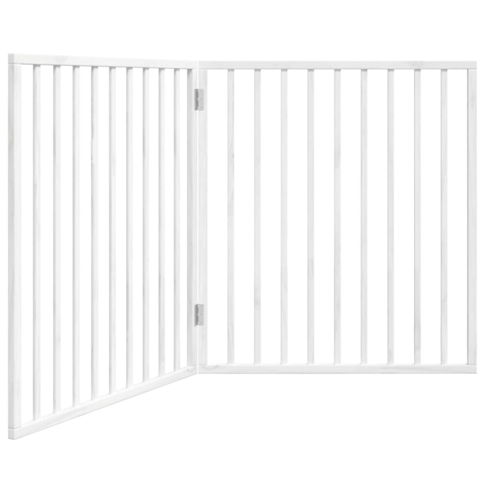 Vidaxl White (, 80 X 90 X 2 Cm/ 2 Pcs) Dog Gate With Door Foldable Dog Fence Pet Gate Pet Barrier Poplar Wood