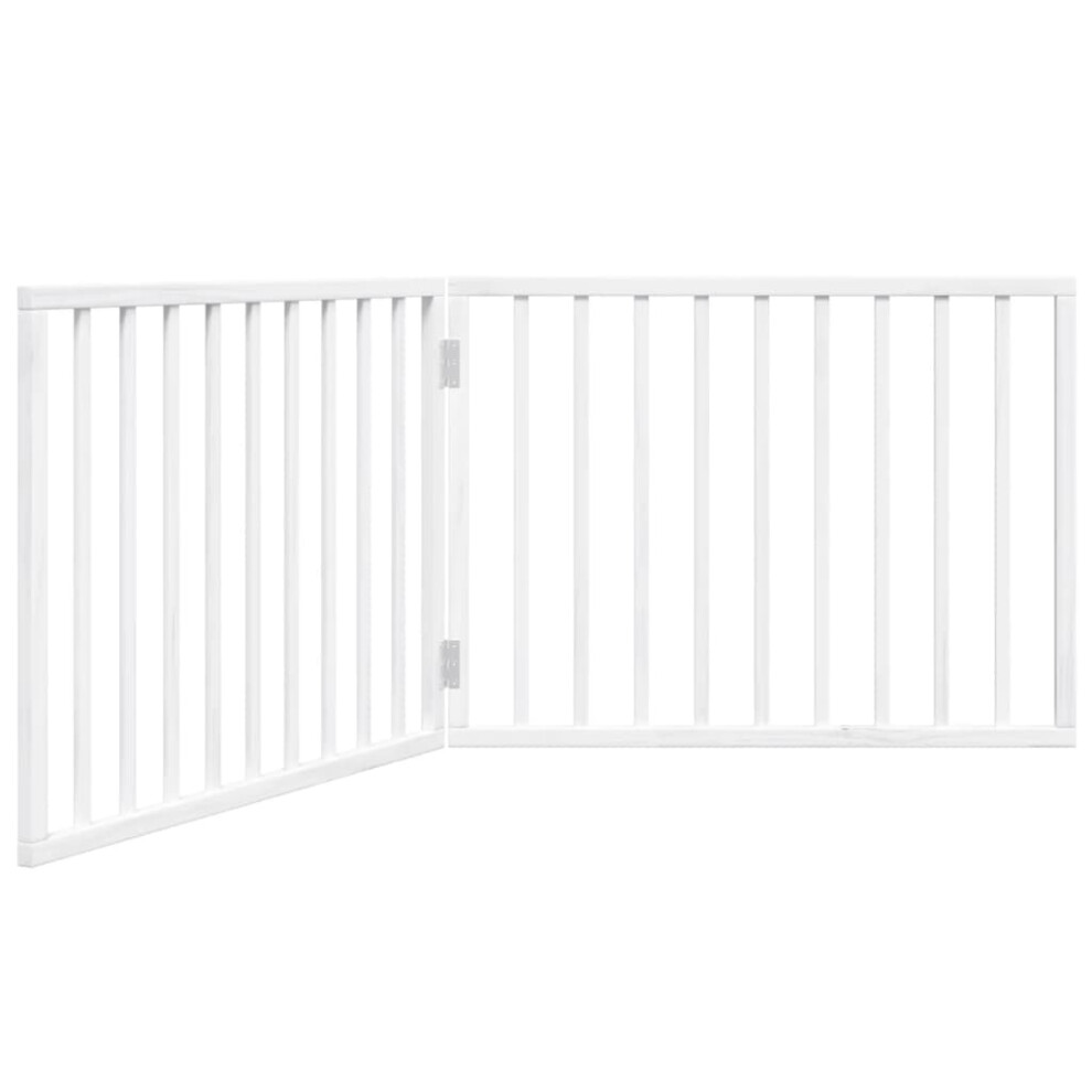 Vidaxl White (, 80 X 60 X 2 Cm/ 2 Pcs) Dog Gate With Door Foldable Dog Fence Pet Gate Pet Barrier Poplar Wood
