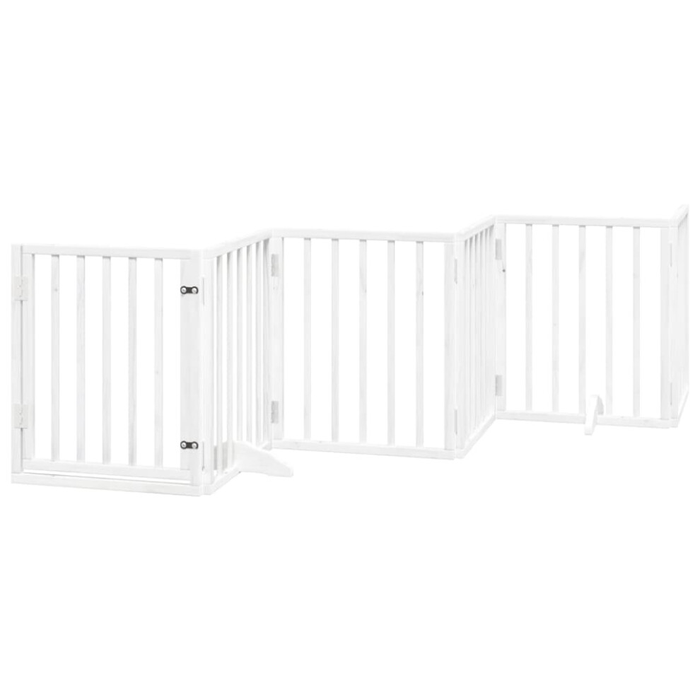 Vidaxl (White, 50 X 60 X 2 Cm/ 6 Pcs) Dog Gate With Door Foldable Dog Fence Pet Gate Pet Barrier Poplar Wood