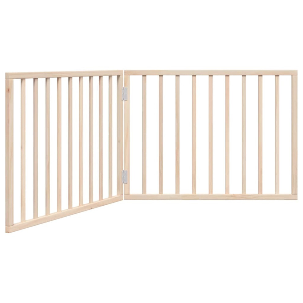 Vidaxl (Natural, 80 X 60 X Cm/ Pcs) Dog Gate With Door Foldable Dog Fence Pet Gate Pet Barrier Poplar Wood Size 2