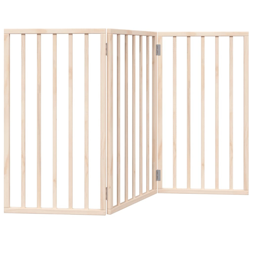 Vidaxl (Natural, 50 X 90 X 2 Cm/ 3 Pcs) Dog Gate With Door Foldable Dog Fence Pet Gate Pet Barrier Poplar Wood - Image 3