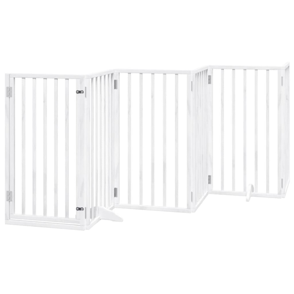 Vidaxl (White, 50 X 90 X 2 Cm/ 6 Pcs) Dog Gate With Door Foldable Dog Fence Pet Gate Pet Barrier Poplar Wood