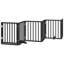 (black, 50 x 60 x 2 cm/ 6 pcs) vidaXL Dog Gate with Door Foldable Dog Fence Pet Gate Pet Barrier Poplar Wood