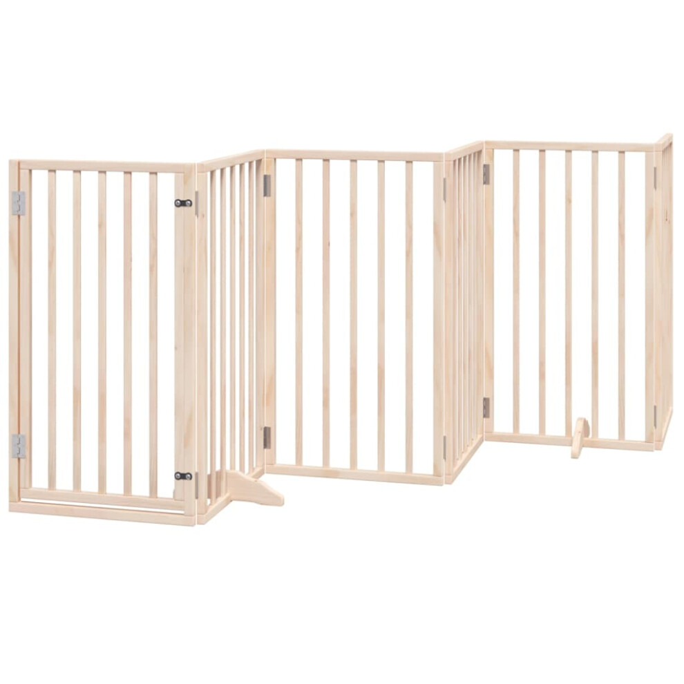 vidaXL Dog Gate with Door Foldable 6 Panels 300 cm Poplar Wood - Image 3