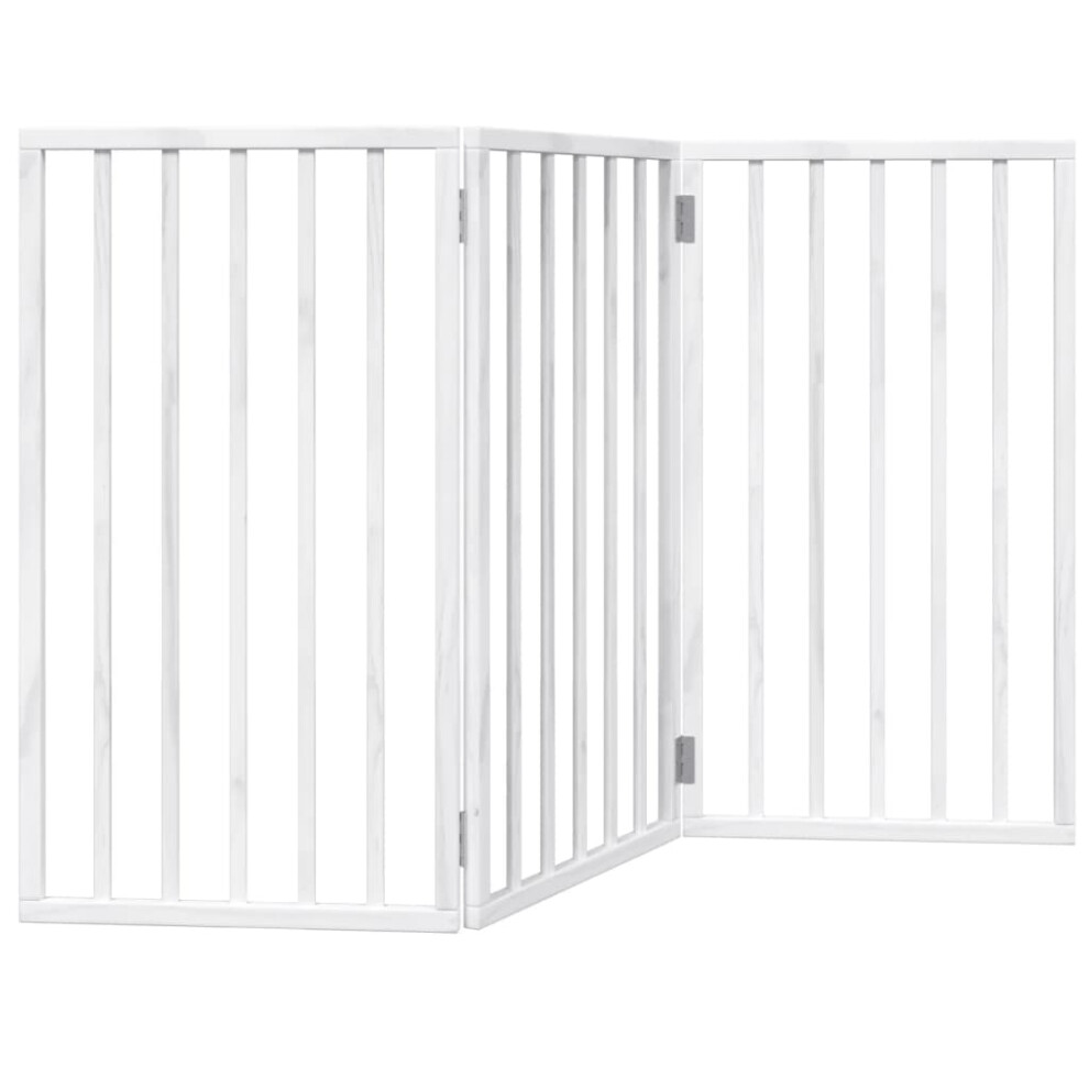 (white, 50 x 90 x 2 cm/ 3 pcs) vidaXL Dog Gate with Door Foldable Dog Fence Pet Gate Pet Barrier Poplar Wood