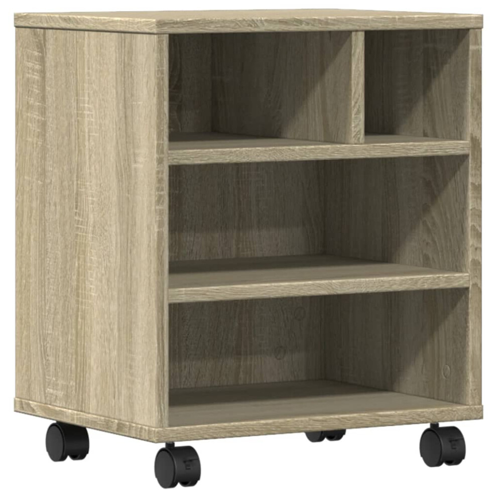 Vidaxl (Sonoma Oak) Printer Stand With Wheels Printer Table File Desk Organiser Smoked Oak