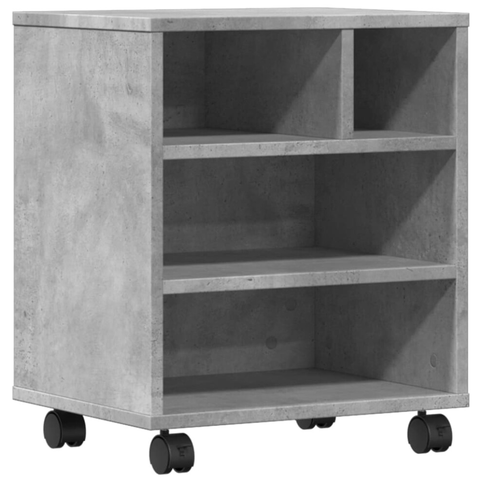 Vidaxl (Concrete Grey) Printer Stand With Wheels Printer Table File Desk Organiser Smoked Oak