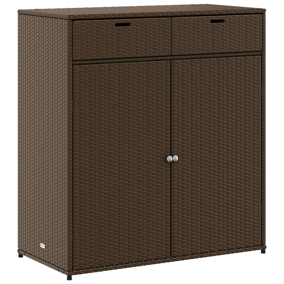 (brown) vidaXL Garden Storage Cabinet Outdoor Storage Box Cupboard Beige Poly Rattan