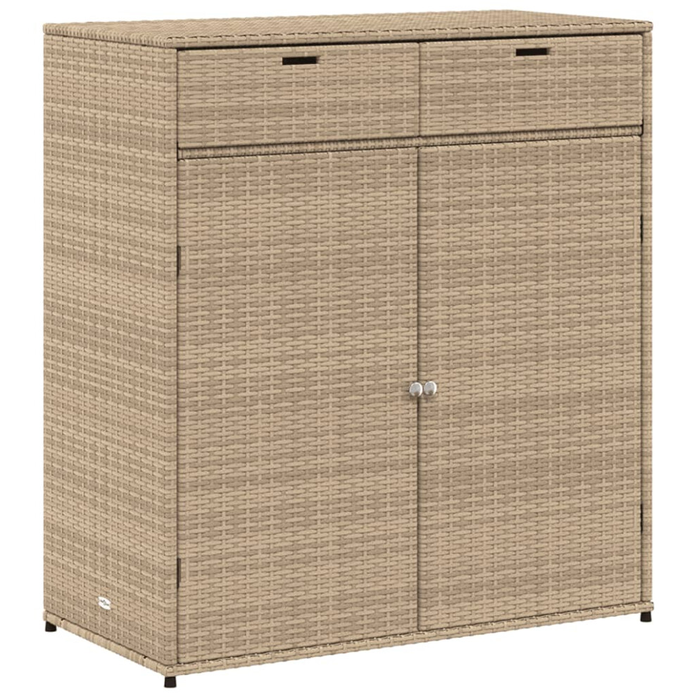 (beige) vidaXL Garden Storage Cabinet Outdoor Storage Box Cupboard Beige Poly Rattan