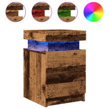 (old wood, 2 pcs) vidaXL Bedside Cabinets with LED Bed Table 2 pcs Artisian Oak Engineered Wood