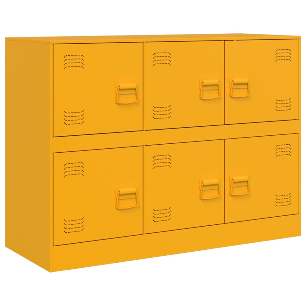 Vidaxl (Mustard Yellow) Sideboard Storage Cupboard Side Cabinet Highboard Mustard Yellow Steel