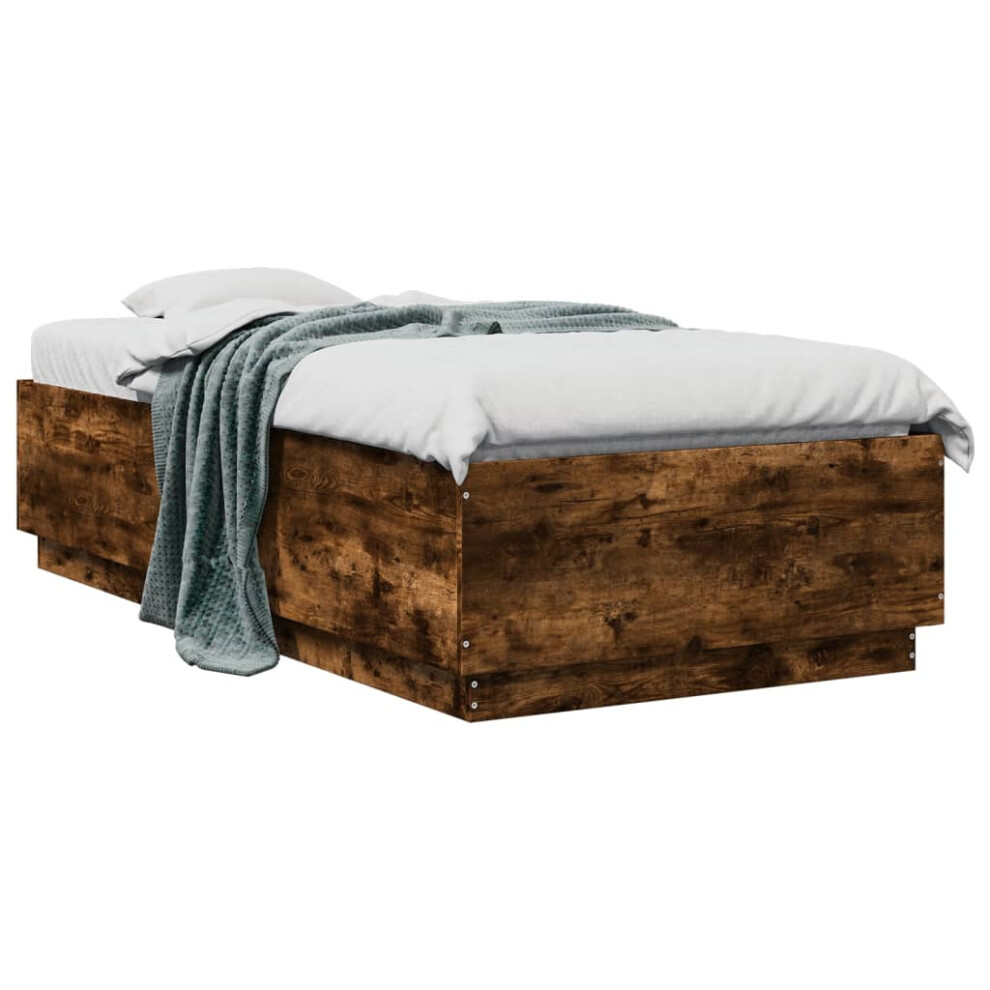 Vidaxl (Smoked Oak) Bed Frame Bedroom Bed Base Bedstead Mattress Foundation Engineered Wood