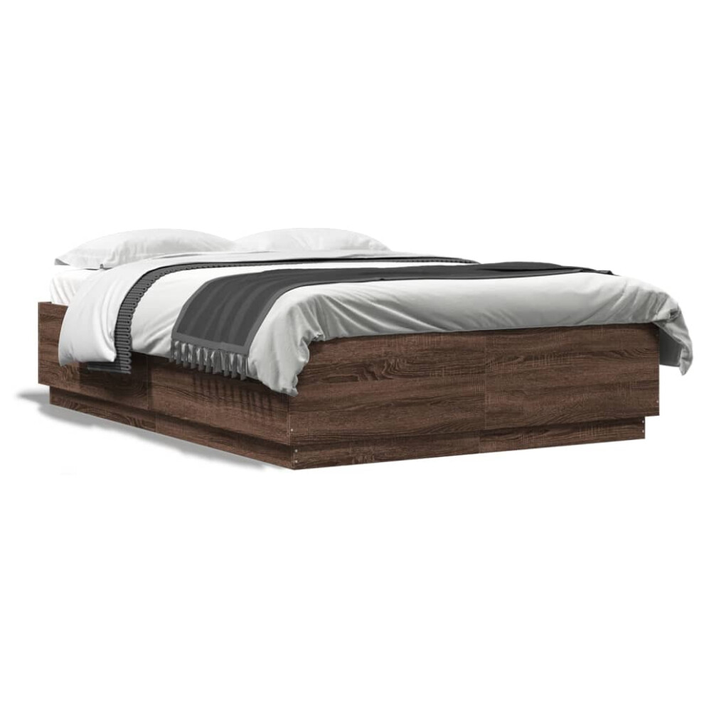 (brown oak) vidaXL Bed Frame Bedroom Bed Base Bedstead Mattress Foundation Engineered Wood