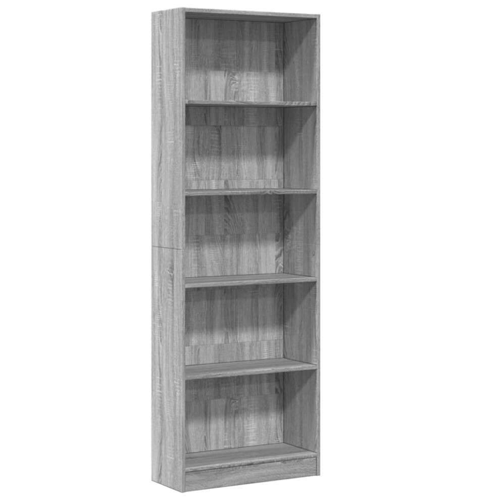 (grey sonoma, 60 x 24 x 176 cm) vidaXL Book Cabinet Display Rack Bookshelf Storage Shelf Rack Engineered Wood