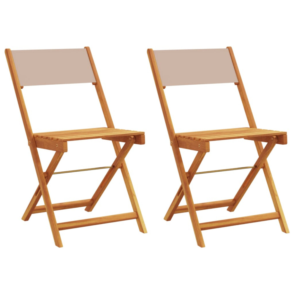 (taupe) vidaXL Bistro Chairs Outdoor Chair Dining Chair Solid Wood Acacia and Fabric