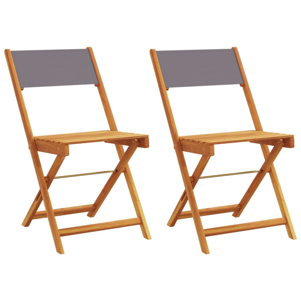 Vidaxl (Anthracite) Bistro Chairs Outdoor Chair Dining Chair Solid Wood Acacia And Fabric