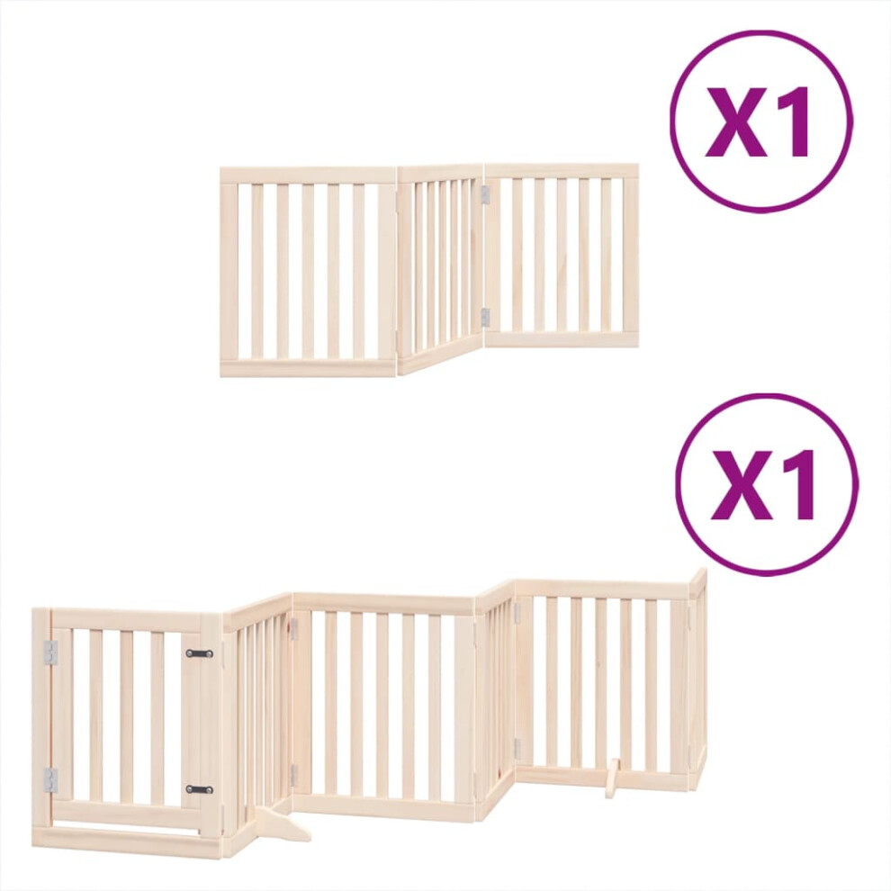 (natural, 50 x 60 x 2 cm/ 9 pcs) vidaXL Dog Gate with Door Foldable 9 Panels Dog Fence Pet Gate Poplar Wood