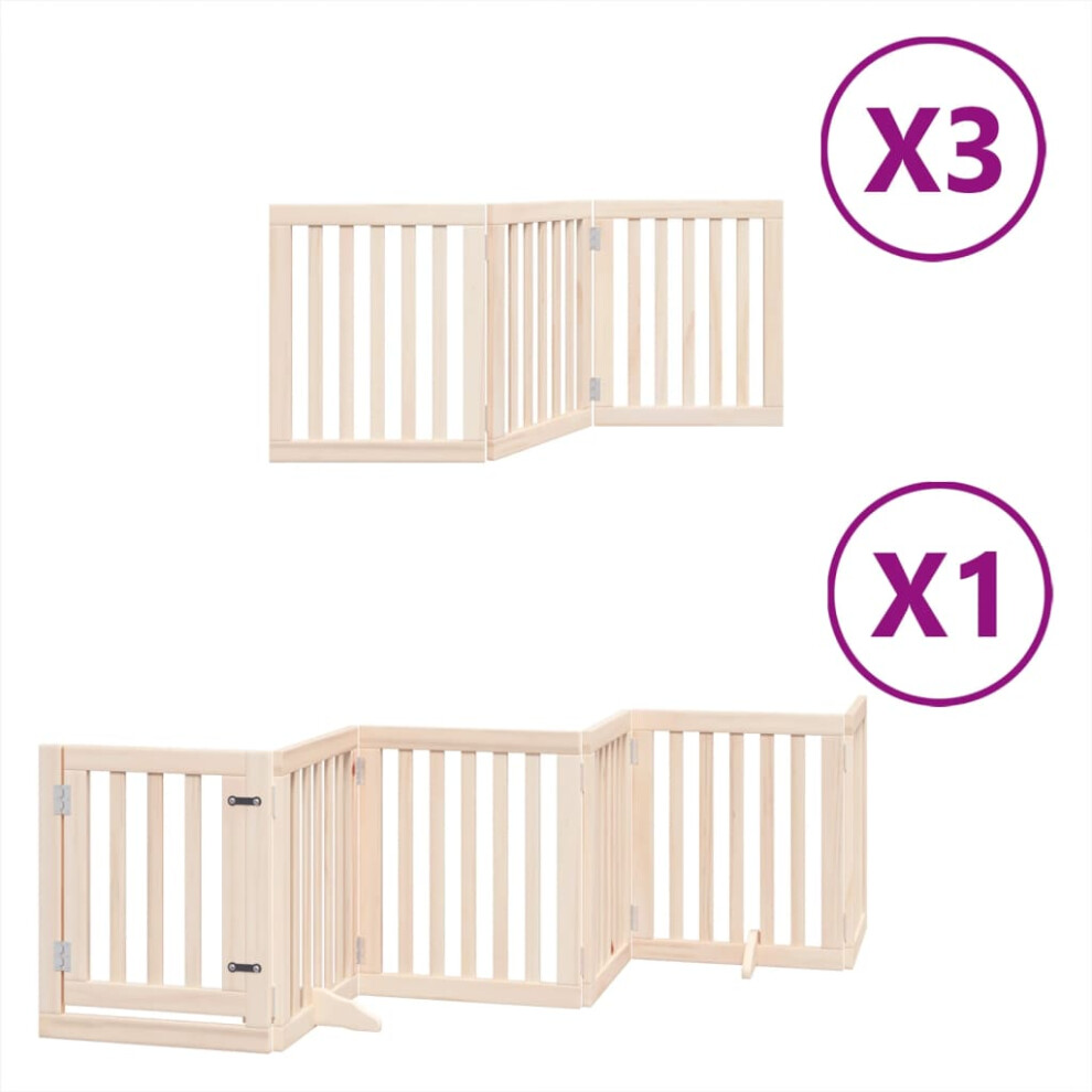 Vidaxl (Natural, 50 X 60 X 2 Cm/ 15 Pcs) Dog Gate With Door Foldable 9 Panels Dog Fence Pet Gate Poplar Wood