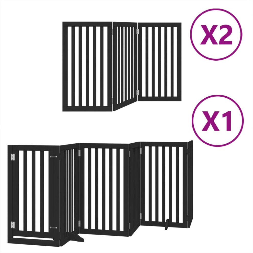 (black, 50 x 90 x 2 cm/ 12 pcs) vidaXL Dog Gate with Door Foldable 9 Panels Dog Fence Pet Gate Poplar Wood