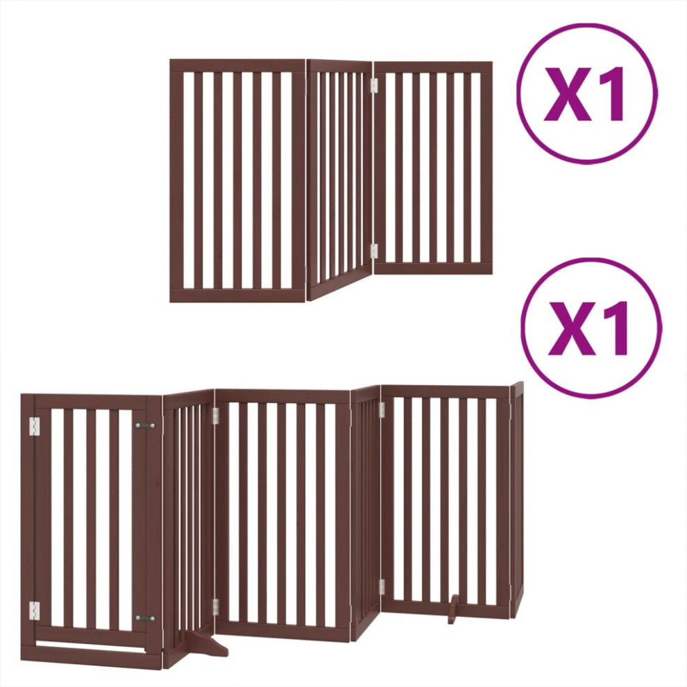 (brown, 50 x 90 x 2 cm/ 9 pcs) vidaXL Dog Gate with Door Foldable 9 Panels Dog Fence Pet Gate Poplar Wood