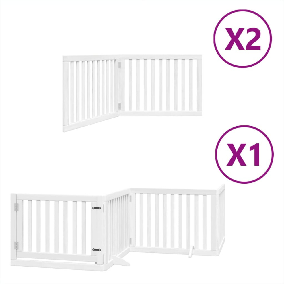 (white, 80 x 60 x 2 cm/ 8 pcs) vidaXL Dog Gate with Door Foldable 9 Panels Dog Fence Pet Gate Poplar Wood