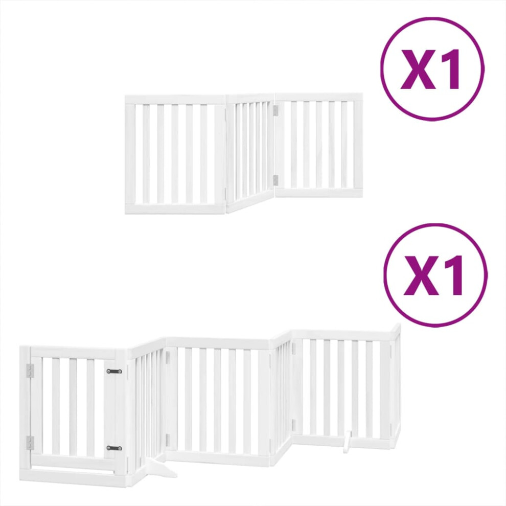 (white, 50 x 60 x 2 cm/ 9 pcs) vidaXL Dog Gate with Door Foldable 9 Panels Dog Fence Pet Gate Poplar Wood