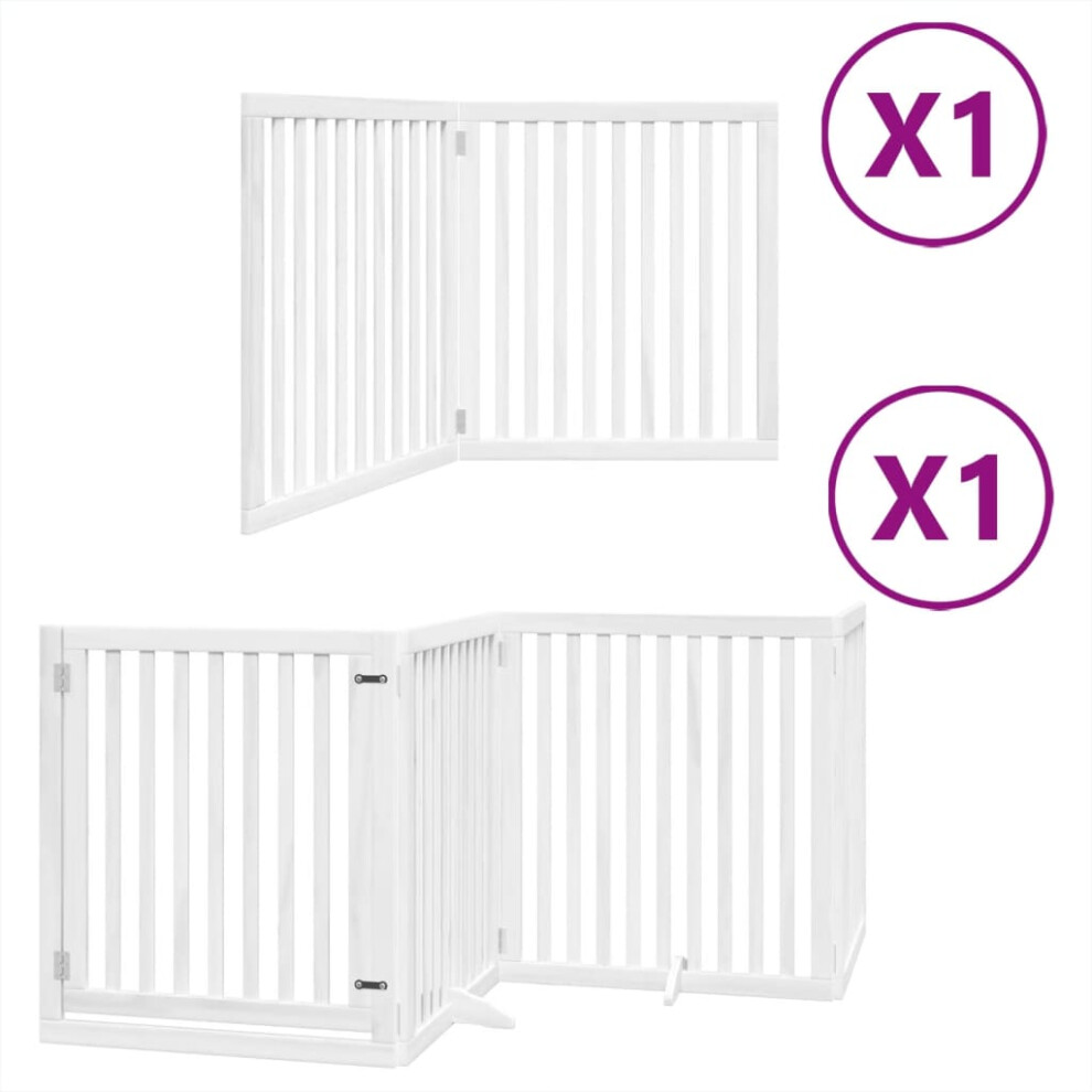 (white, 80 x 90 x 2 cm/ 6 pcs) vidaXL Dog Gate with Door Foldable 9 Panels Dog Fence Pet Gate Poplar Wood