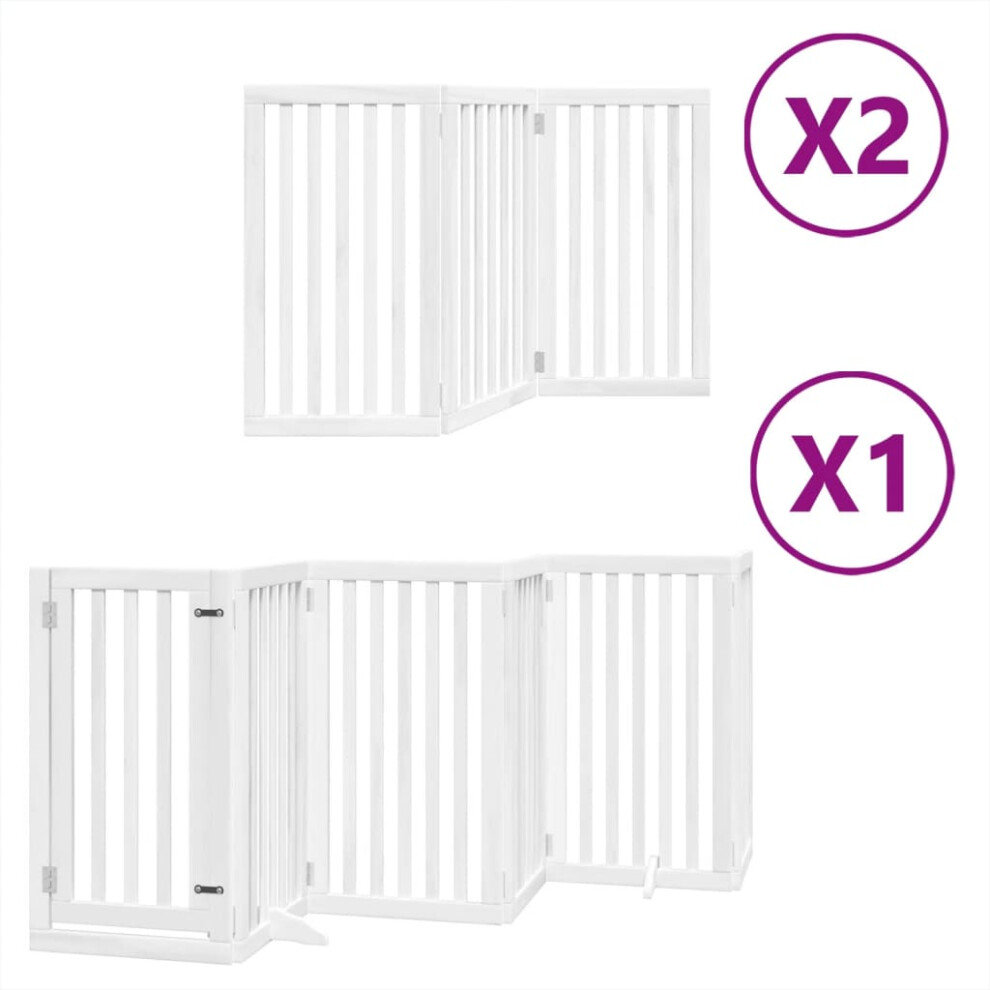 (white, 50 x 90 x 2 cm/ 12 pcs) vidaXL Dog Gate with Door Foldable 9 Panels Dog Fence Pet Gate Poplar Wood