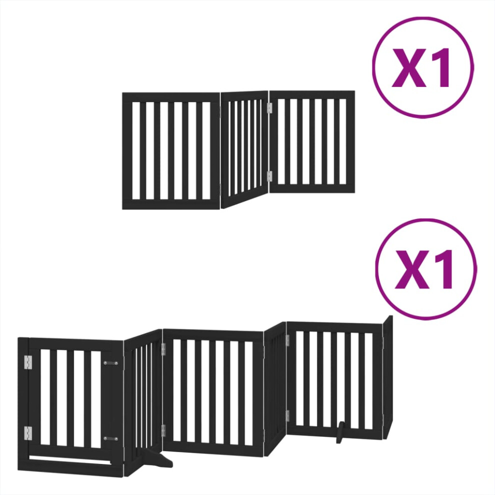 (black, 50 x 60 x 2 cm/ 9 pcs) vidaXL Dog Gate with Door Foldable 9 Panels Dog Fence Pet Gate Poplar Wood