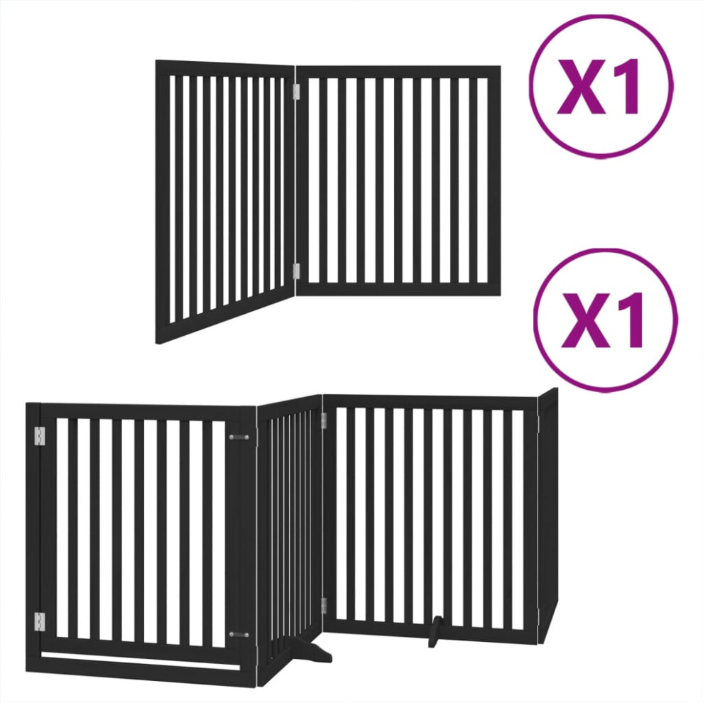 (black, 80 x 90 x 2 cm/ 6 pcs) vidaXL Dog Gate with Door Foldable 9 Panels Dog Fence Pet Gate Poplar Wood