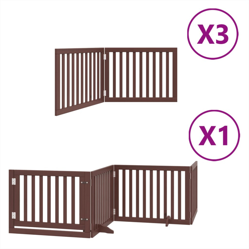 (brown, 80 x 60 x 2 cm/ 10 pcs) vidaXL Dog Gate with Door Foldable 9 Panels Dog Fence Pet Gate Poplar Wood