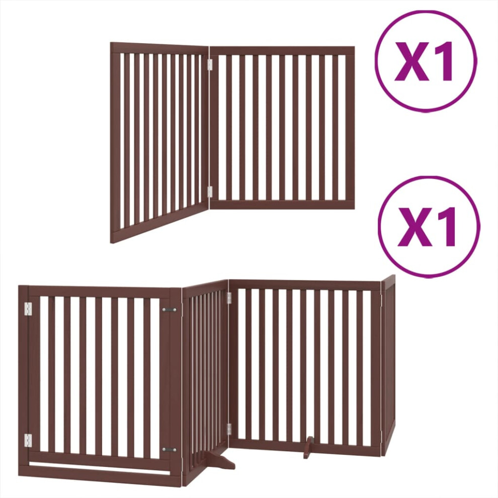 (brown, 80 x 90 x 2 cm/ 6 pcs) vidaXL Dog Gate with Door Foldable 9 Panels Dog Fence Pet Gate Poplar Wood