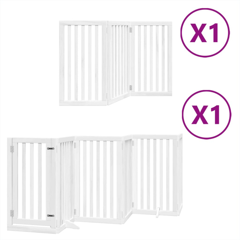 (white, 50 x 90 x 2 cm/ 9 pcs) vidaXL Dog Gate with Door Foldable 9 Panels Dog Fence Pet Gate Poplar Wood