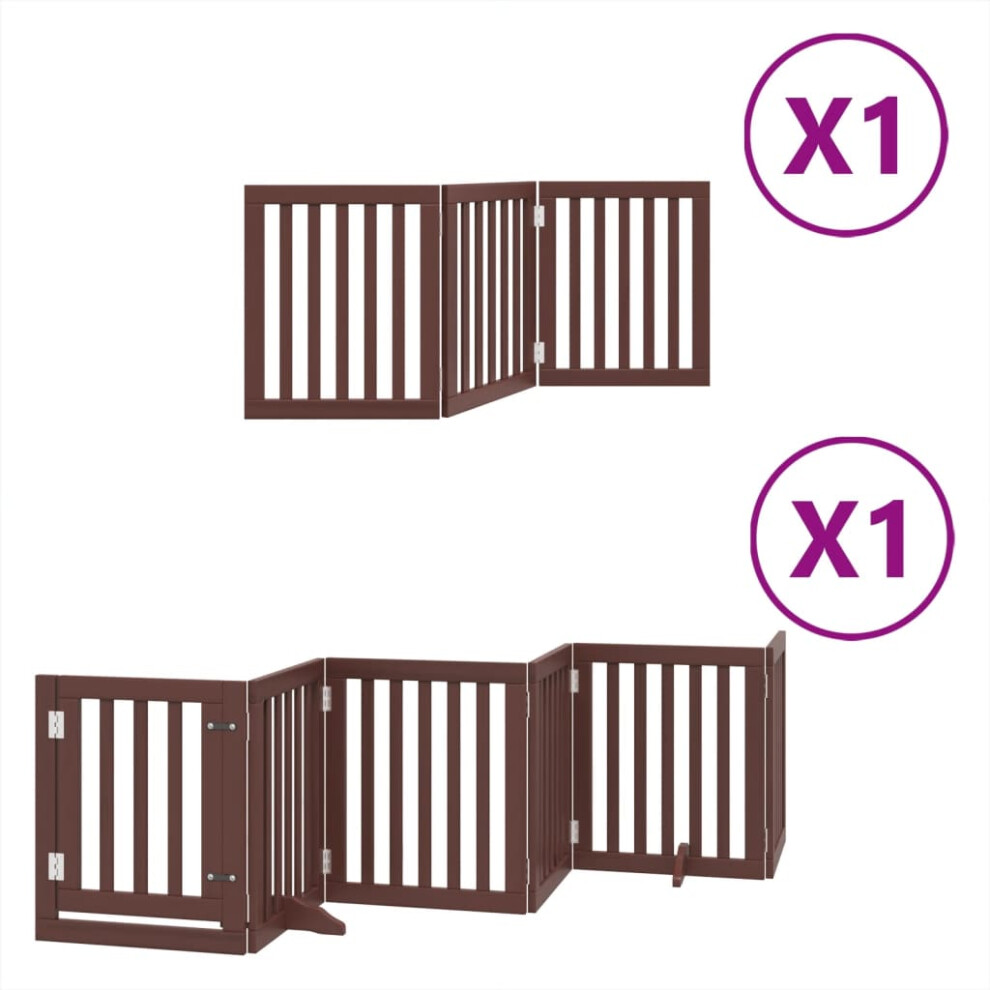 (brown, 50 x 60 x 2 cm/ 9 pcs) vidaXL Dog Gate with Door Foldable 9 Panels Dog Fence Pet Gate Poplar Wood