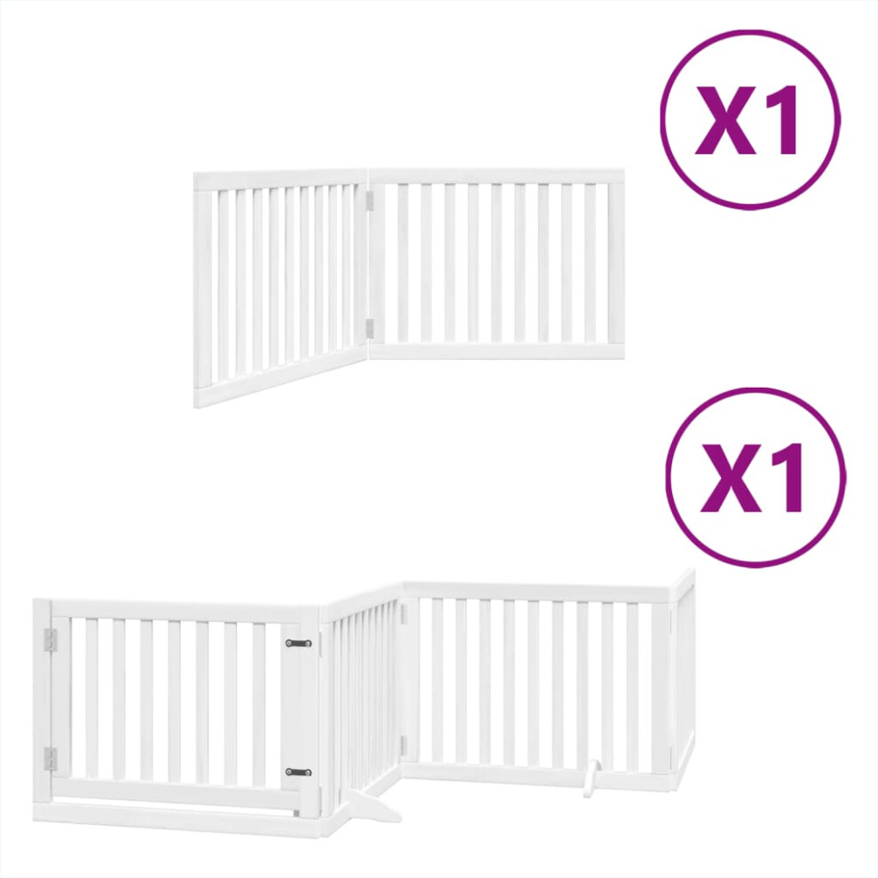 (white, 80 x 60 x 2 cm/ 6 pcs) vidaXL Dog Gate with Door Foldable 9 Panels Dog Fence Pet Gate Poplar Wood