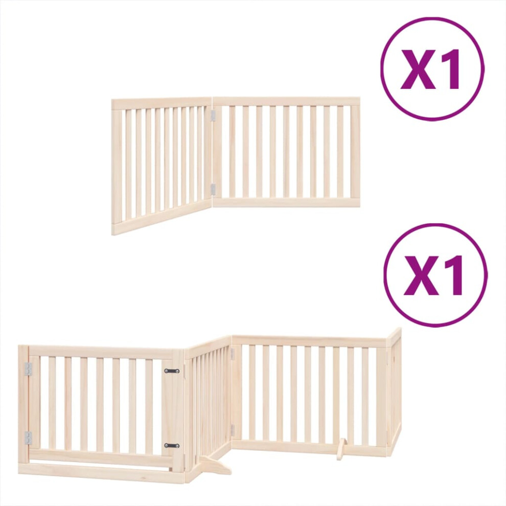 (natural, 80 x 60 x 2 cm/ 6 pcs) vidaXL Dog Gate with Door Foldable 9 Panels Dog Fence Pet Gate Poplar Wood