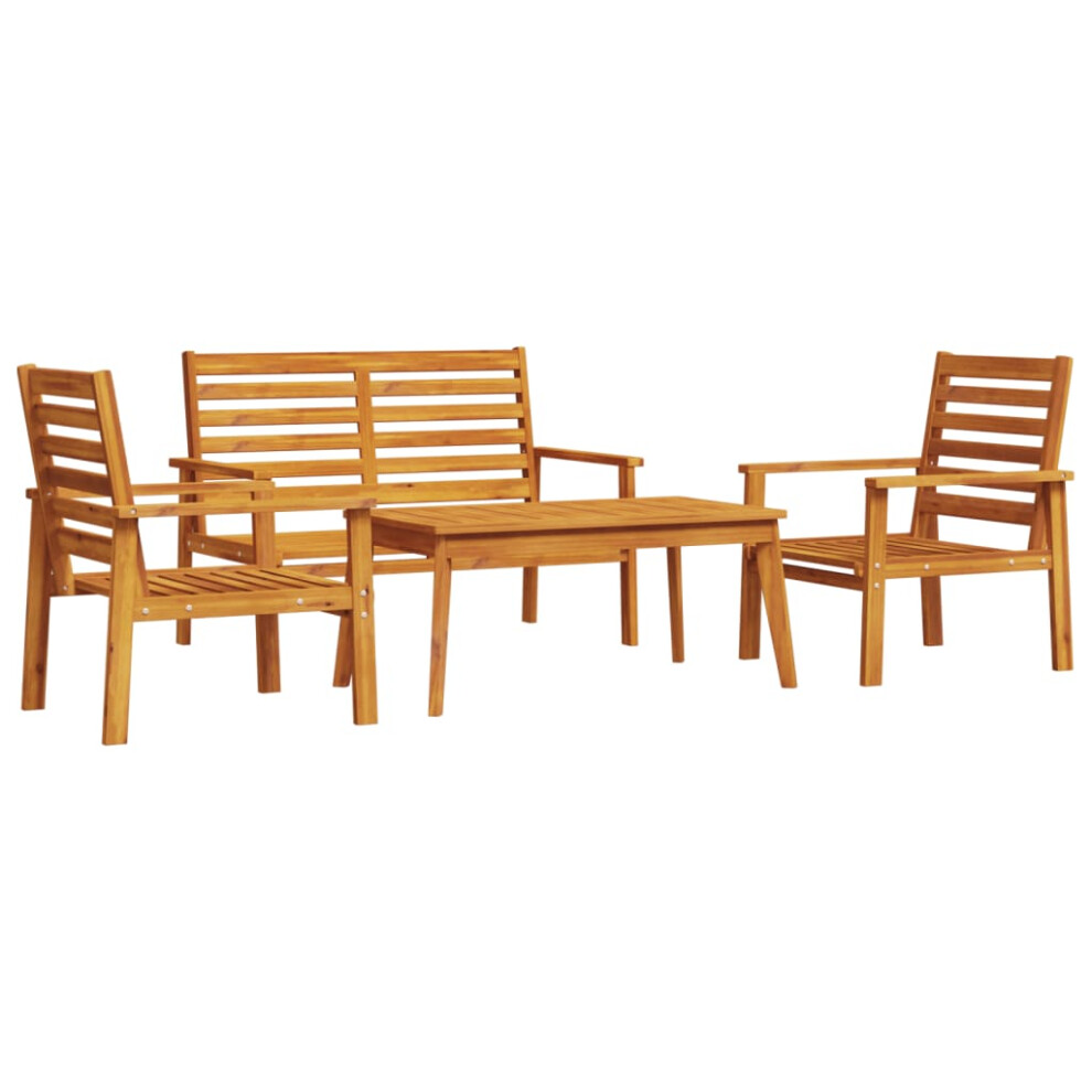 (brown, 2x chair + bench + table) vidaXL Garden Lounge Set with Cushions Outdoor Lounge Set Solid Wood Acacia