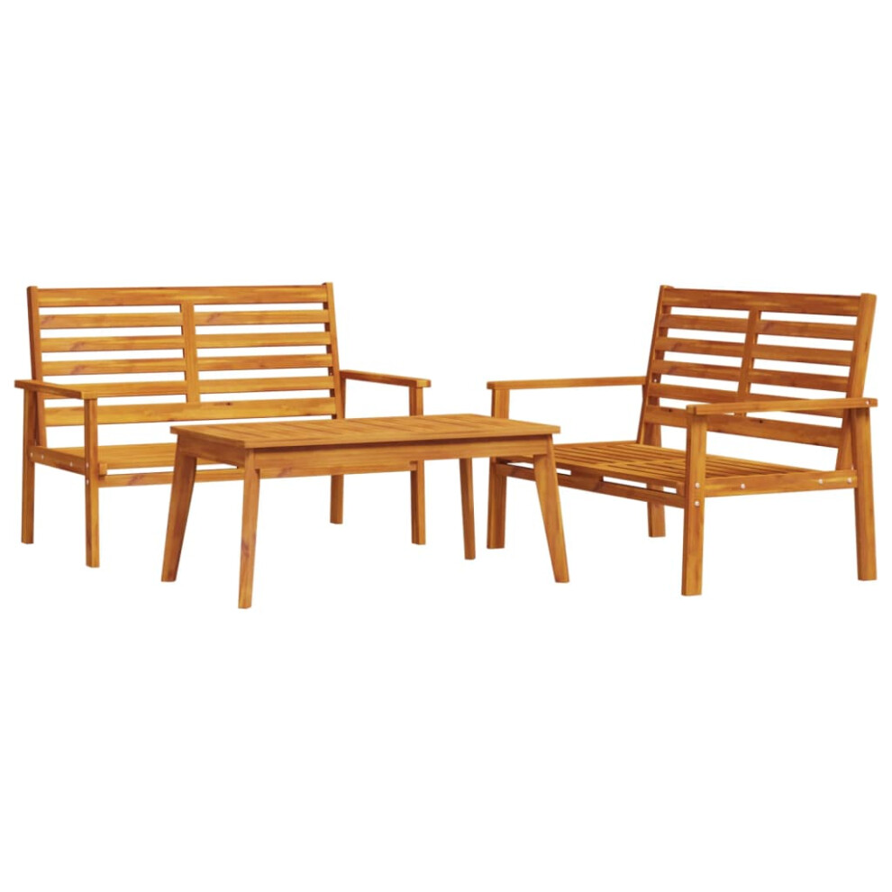 Vidaxl (Brown, 2X Bench + Table) Garden Lounge Set With Cushions Outdoor Lounge Set Solid Wood Acacia